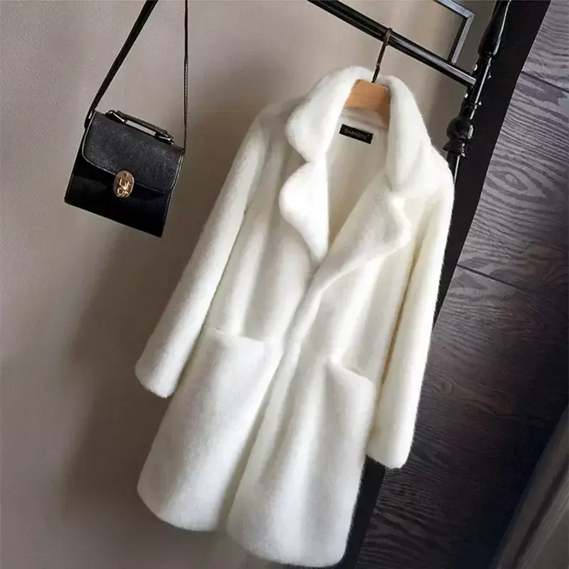 New Imitation Mink Fur Coat Women Fur Integrated Mid Length Women Coat Mink
