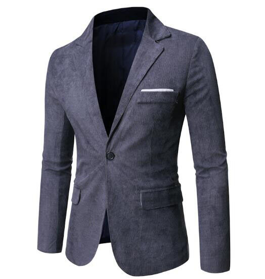 New  Men's Solid color Long Sleeve Groom Suits Blazer Single Breasted Male Cotton Blend  Blazers Formal Coat ABB326