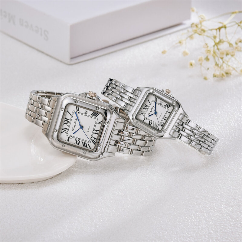 Relógio feminino de marca de luxo 2023 calendário simples romano quadrado relógio feminino de quartzo moda pulseira de aço inoxidável relógio feminino