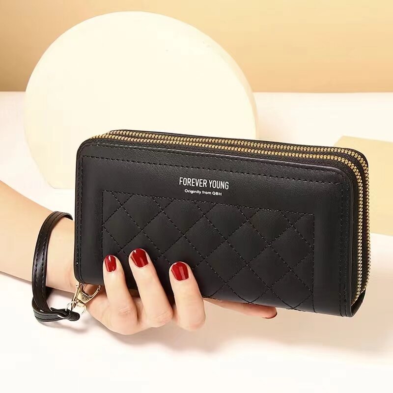 Women's Mobile Phone Bag with Double Zipper Wallet large capacity Card Bag Coin Purse