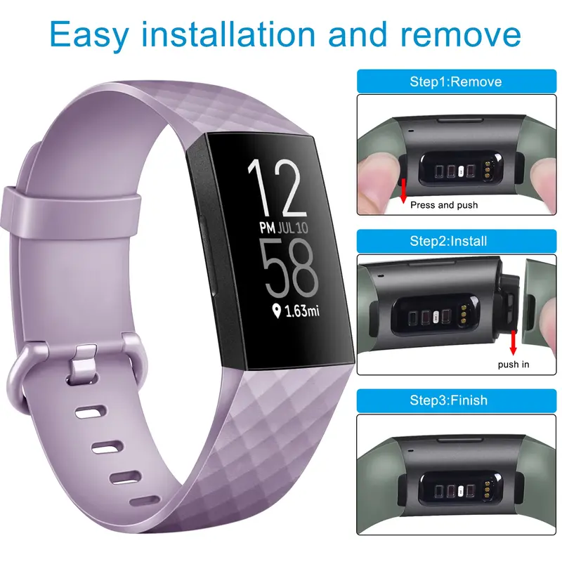 Correa de silicona para reloj Fitbit Charge 3/Charge 4, repuesto de pulsera