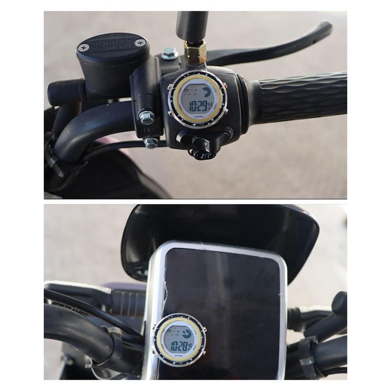 دراجة نارية صغيرة على مدار الساعة مع عرض مضيئة ، على مدار الساعة العالمي مقاوم للماء لسيارة SUV مركبة ، دراجة نارية جبل ساعة