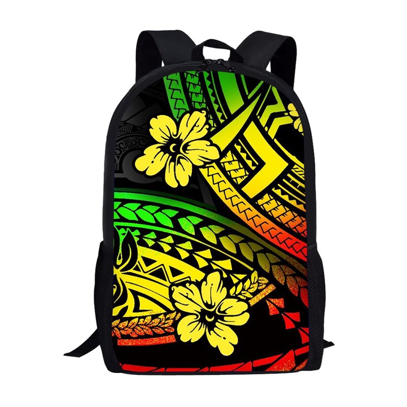 Flowers Polynesian Pattern School Backpack for Girls Student Bookbag Travel Laptop Daypack Teenager School Bags 16in Daypack