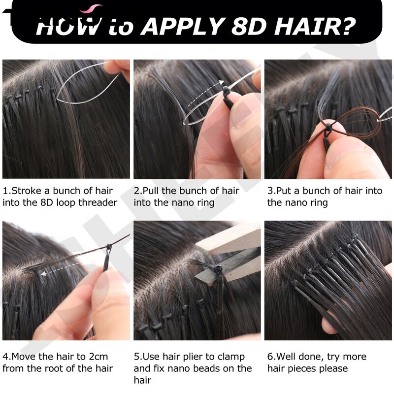 Yaki Straight 8D Hair Extensions Real Human Hair Black Women 12''-26'' Natural Nano Ring Hair Weaving Micro Ring Light Yaki Hair