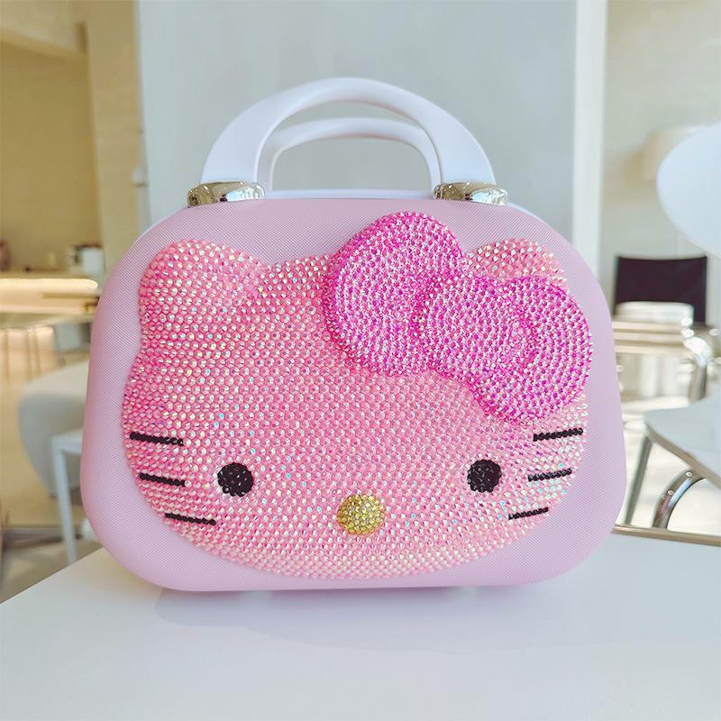 12 pollici portatile Hello Kittys strass custodia cosmetica Sanrioed Anime Figure creatività scatole regalo Kawaii Cartoon Girl Gift