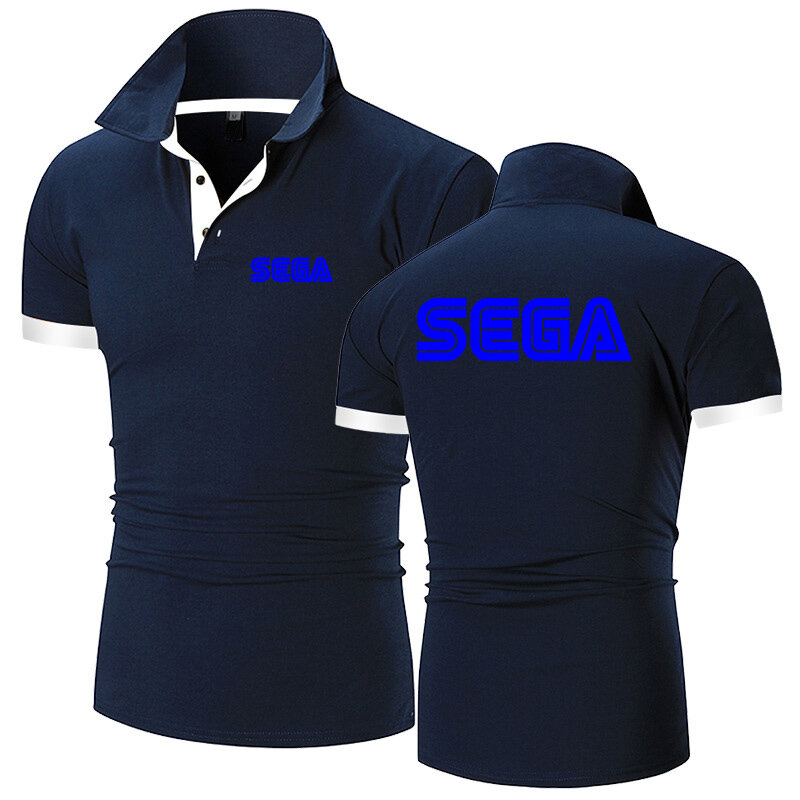 Мужская повседневная однотонная куртка Sega, модная рубашка-поло с короткими рукавами и лацканами, лето 2023