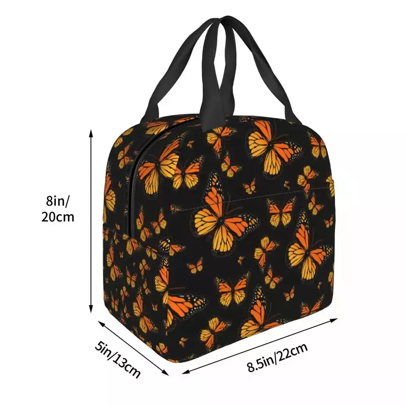Новинка 2023, Индивидуальная сумка для обеда с изображением монарки и бабочки, мужские и женские термоизолированные контейнеры для обеда для детей и школьников