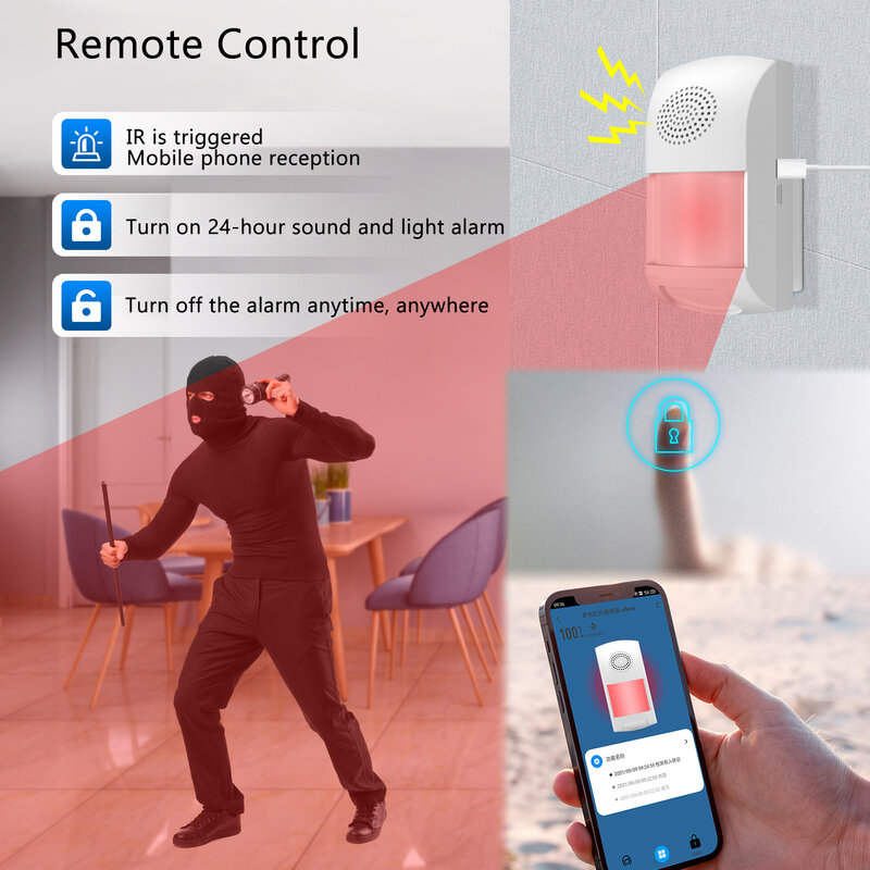 Tuya Smart WiFi IR PIR sensore di movimento protezione di sicurezza rilevatore di presenza sistema di allarme sonoro antifurto Smart Life Control Timing