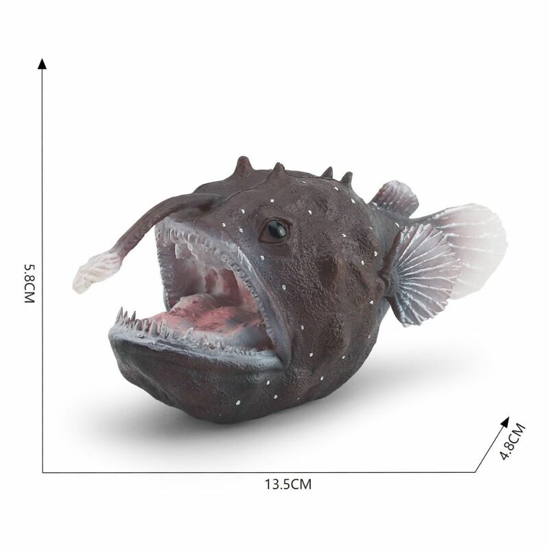 Mini figura de pez pescador educativo, modelos de animales marinos de PVC, simulación de animales del océano, modelo de animales del océano portátil