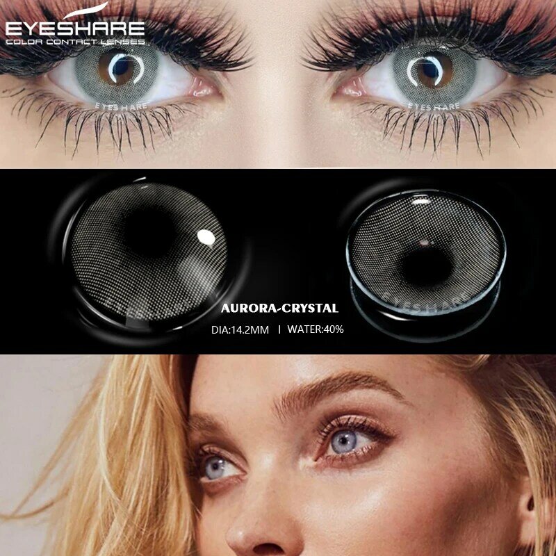 EYESHARE lensa kontak warna untuk mata 2 buah lensa warna biru Aurora cantik Pupil Tahunan Makeup kosmetik lensa kontak