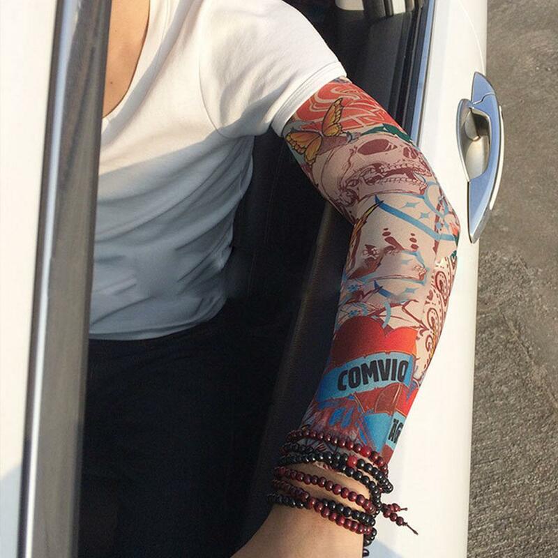 1Pcs ยืดไนลอน Halloween Tattoo Props UV Sunshade แขนแขน Ice Protection Cooling กีฬากลางแจ้งขี่ม้า