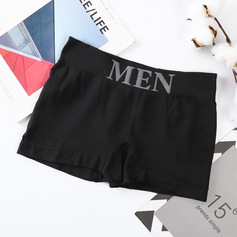 Men’s Middle Waist Boxer Shorts Seamless Briefs Sexy Underwear Elastic Underpants Male Plus Size Flat Boxers Breathable Trunks
