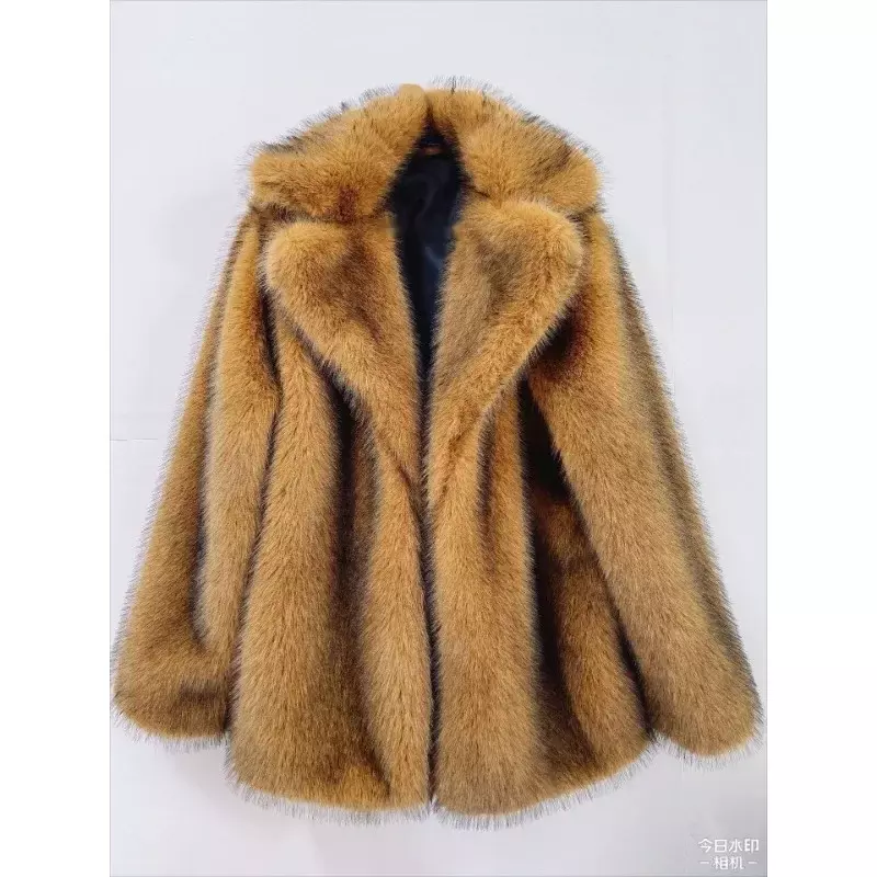 Autunno inverno moda donna pelliccia sintetica spessa giacca calda capispalla signora elegante colletto con risvolto cappotti a maniche lunghe