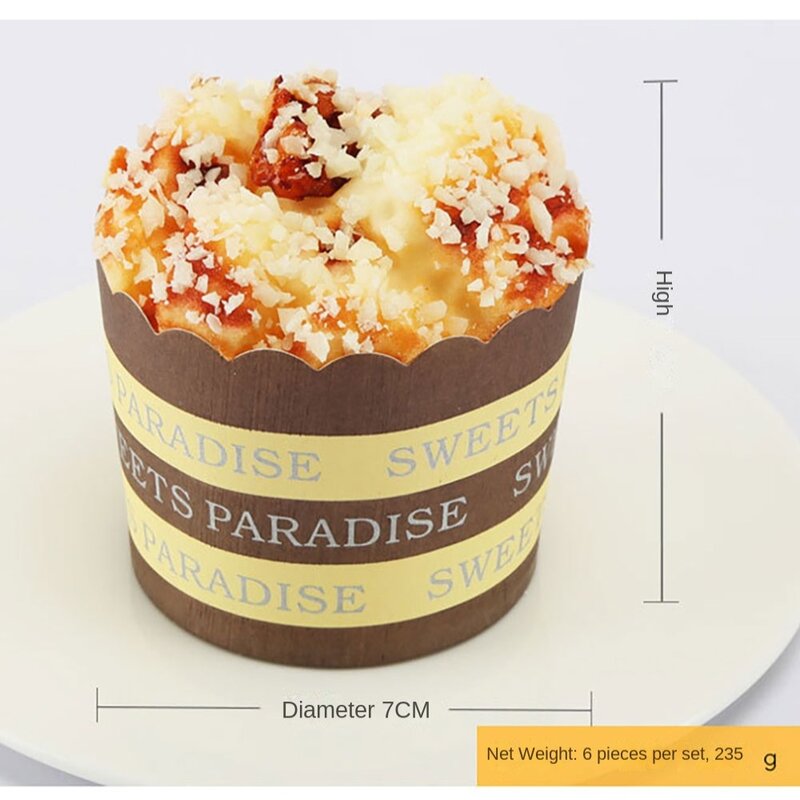 Cupcakes falsos feitos de pu, bolo falso modelo 7x7 cm, 6 partes