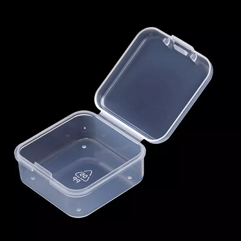 48 pces 4.3*4.3*2cm mini recipientes plásticos claros da caixa de armazenamento com tampas caixas articuladas vazias para grânulos diy artesanato joias fazendo