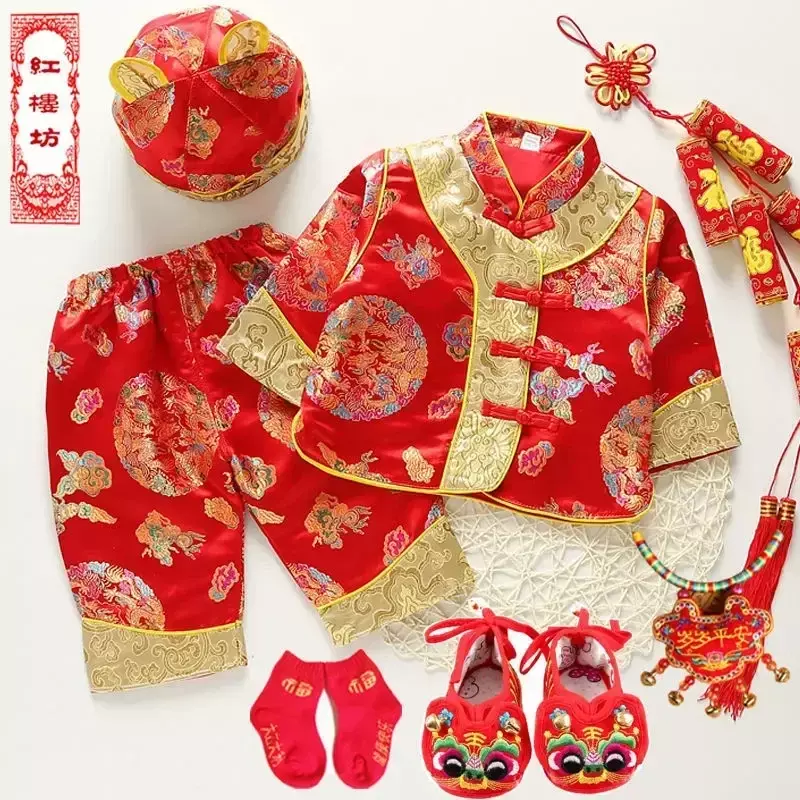17 Stile Drachen Chinesisch traditionelle Neujahr Frühlings fest Kostüme Baby Tang Anzug Kleidung Junge Mädchen Kinder Hanfu Neugeborenen Set
