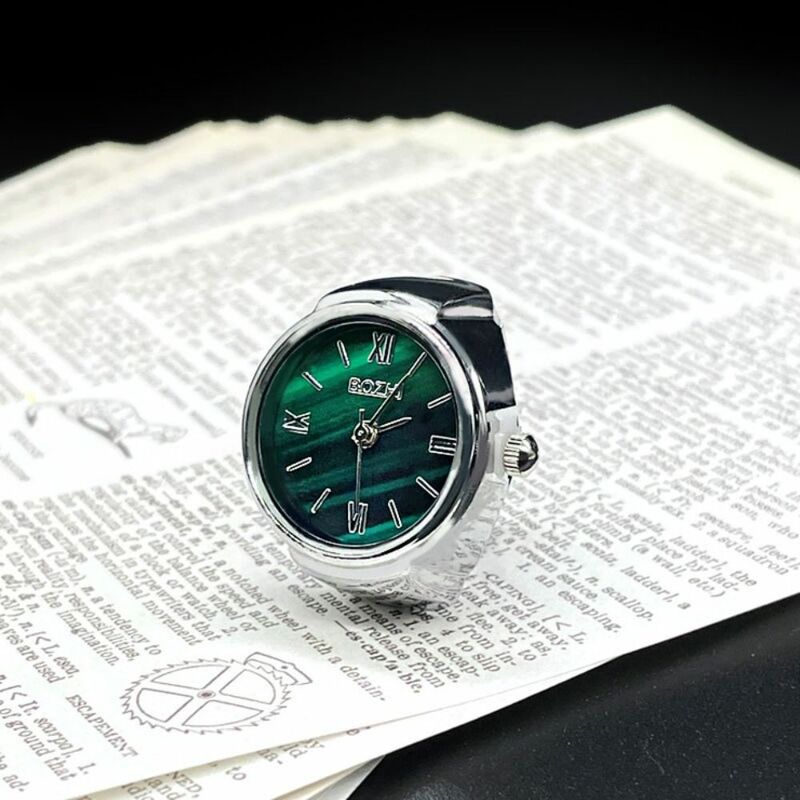 Vintage Cadeau Mode Elastische Rekbare Ringen Digitaal Horloge Rond Quartz Vingerringen Ring Horloge