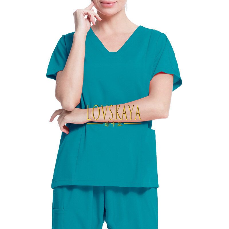 Эластичный Тонкий костюм для ручной стирки костюм медсестры с коротким рукавом для врачей костюм для салона красоты зубная щетка ручной Костюм