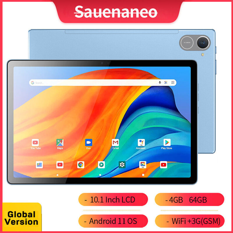 SAUENANEO 2024 A105-10.1 인치 안드로이드 태블릿, 4GB RAM, 64GB 1280*800 디스플레이, 안드로이드 11.0, 신제품