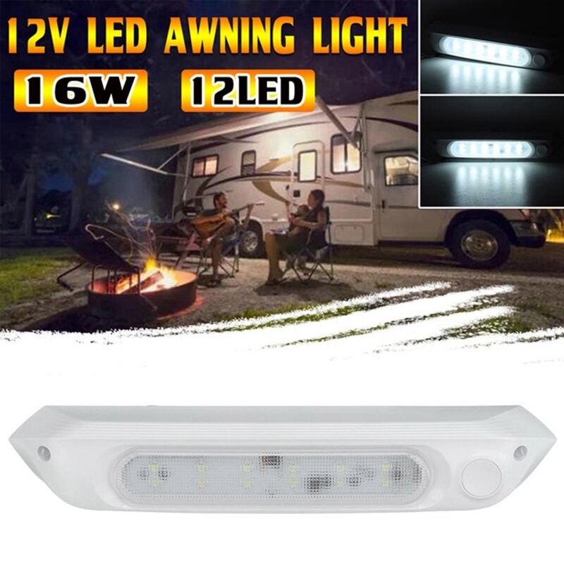 2 buah lampu LED 16W Awning beranda lampu tahan air Motorhome lampu Kemah karavan lampu dinding Interior Bar, putih & HITAM