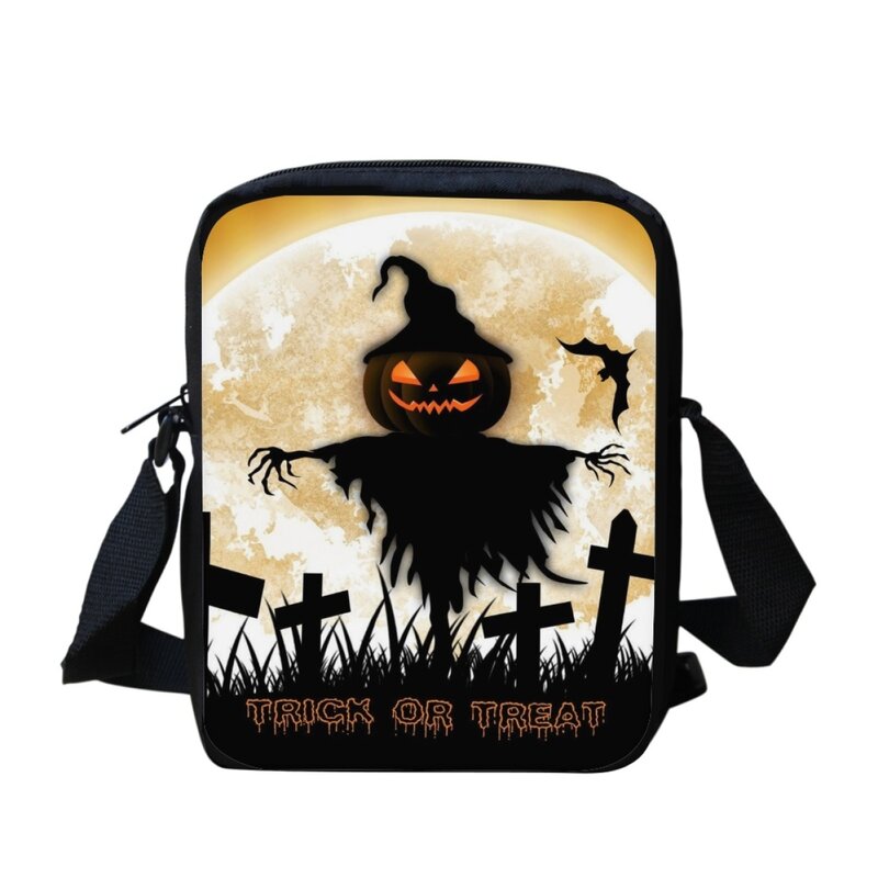 Cartoon Ghost Pattern Print Crossbody Bags for Kids Casual Travel Small Shoulder Bag Adjustable Messenger Bag Halloween Gift