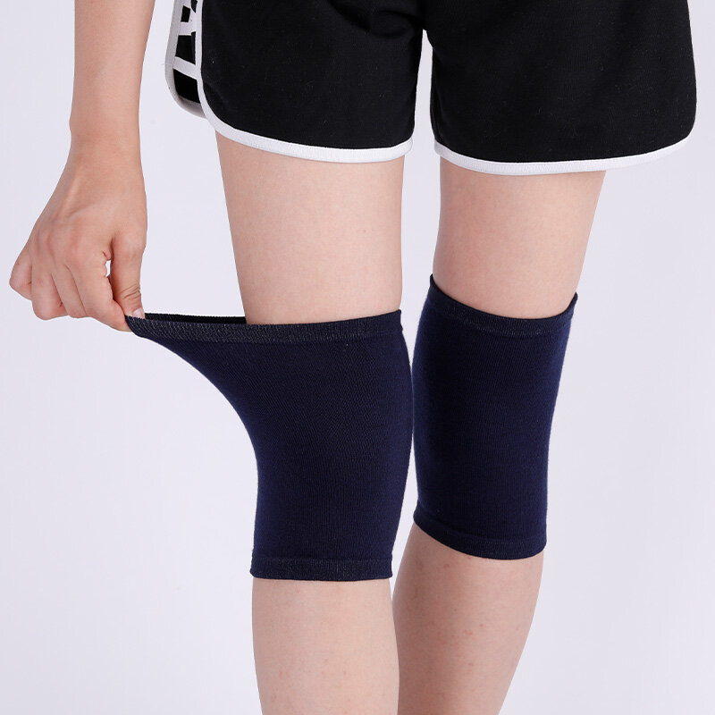 Pelindung lutut rajut wanita, kasmir pendek, pelindung sendi hangat lembut Anti slip elastis untuk Yoga/tari/Latihan/lari