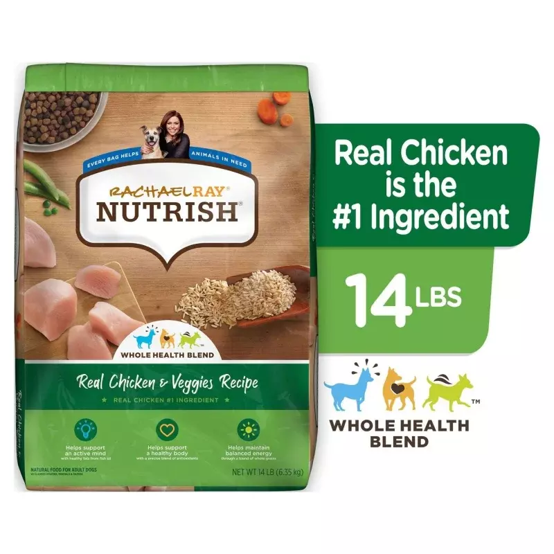 Rachael Ray Nutrish piatto vero pollo e verdure ricetta cibo secco per cani, 14 lb. Bag