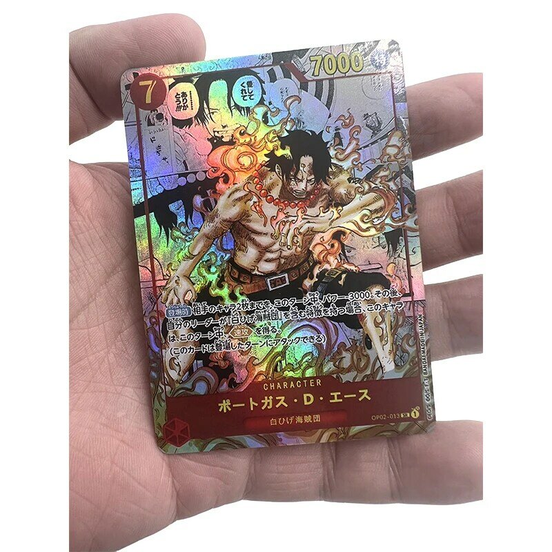 Homemade One Piece Portgas D Ace Acrylic Card Brick Anime Characters Bronzing Collection Flash Card Cartoon Toys Christmas Gift