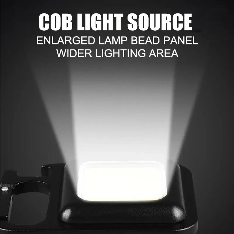 COB LED Mini torcia Super Bright EDC portachiavi luce esterna emergenza campeggio lampada tascabile con cavatappi magnete coda