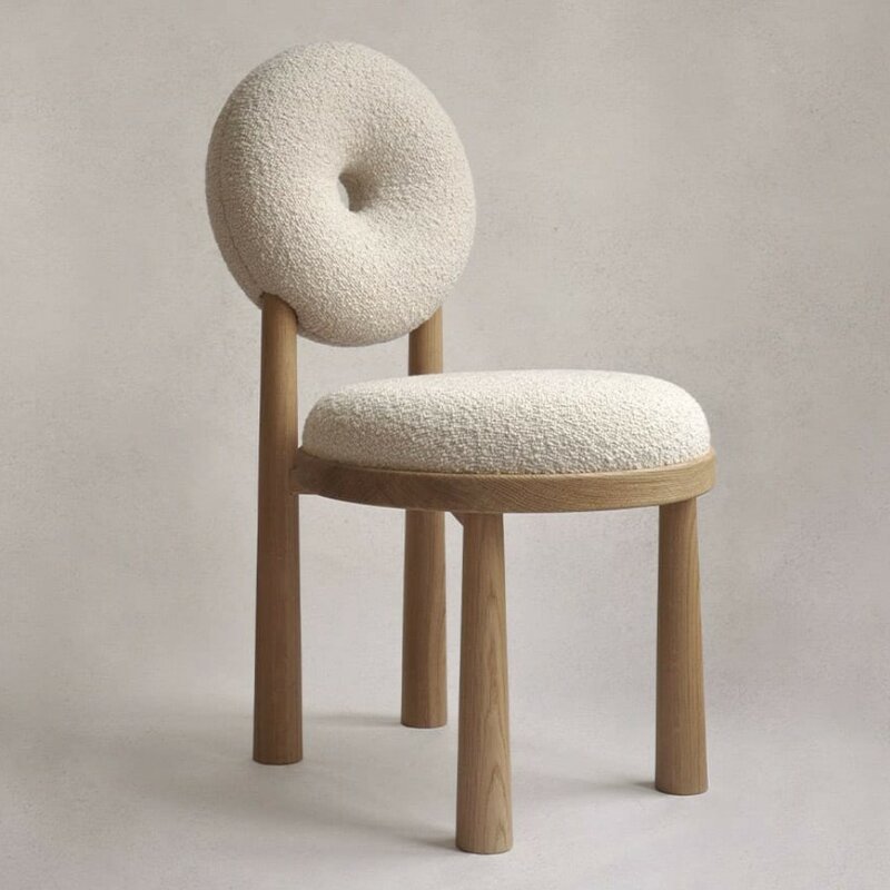 Sheep Velvet Round Makeup Chair, Quarto Coffee Chair