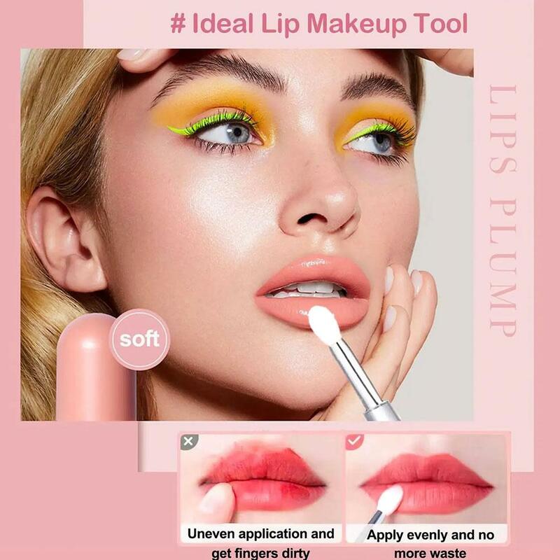 Portátil Silicone Lip Brush com Tampa, Soft Multifuncional Bálsamo Aplicador, Batom, Lipgloss, Sombra Maquiagem Escovas