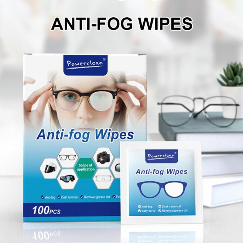 100Pcs/Box Anit-fog Glasses Anti Fog Wipe Lens Wipes Disposable Anti-Fog Lens Wipes Sunglasses Cleaning Glasses Cleaner Wet Wipe