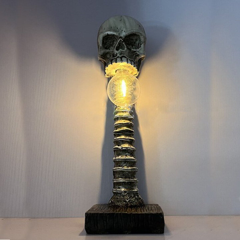 Horror Standbeeld Halloween Skull Skelet Lamp Nieuwe Tafel Licht Creatief Feest Ornament Prop Huis Slaapkamer Decoratie Enge Prop