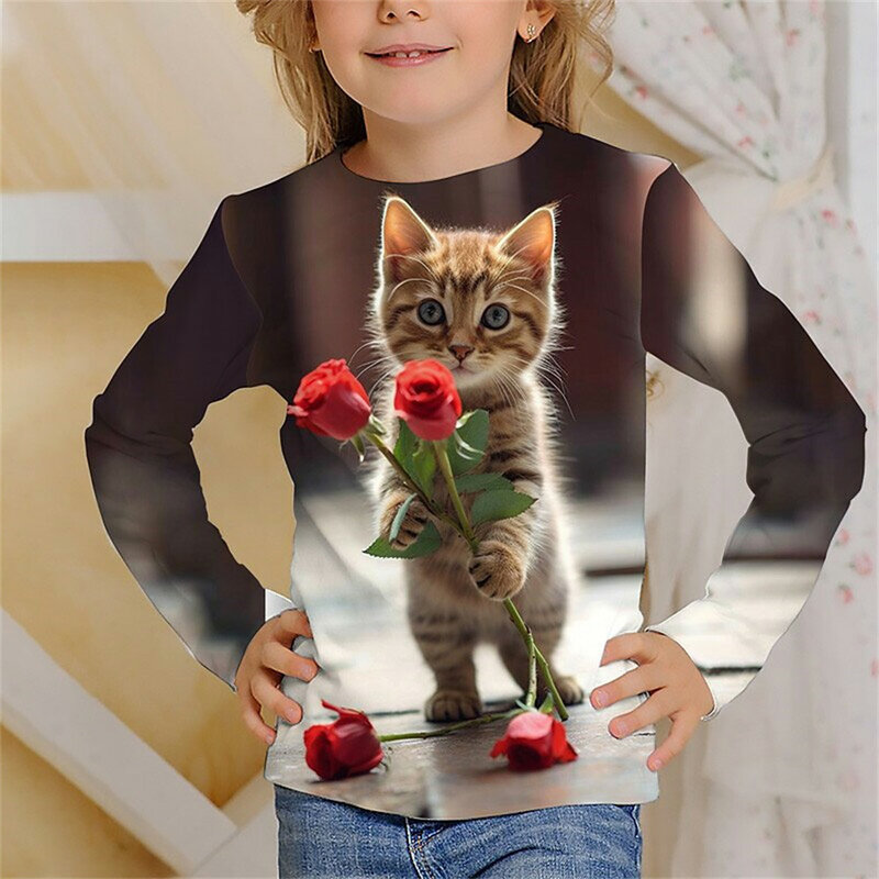 Girls Summer Fashion Children Clothing Cute Cat Kids Short Sleeve T-Shirts Outerwear Baby Boy Clothes Cartoon Unicorn Print Tops