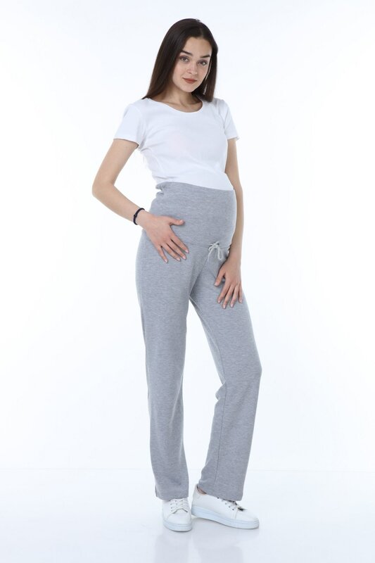 Luvmabelly myra8501 beli ayarlanabilir calças casuais para grávidas-cinza