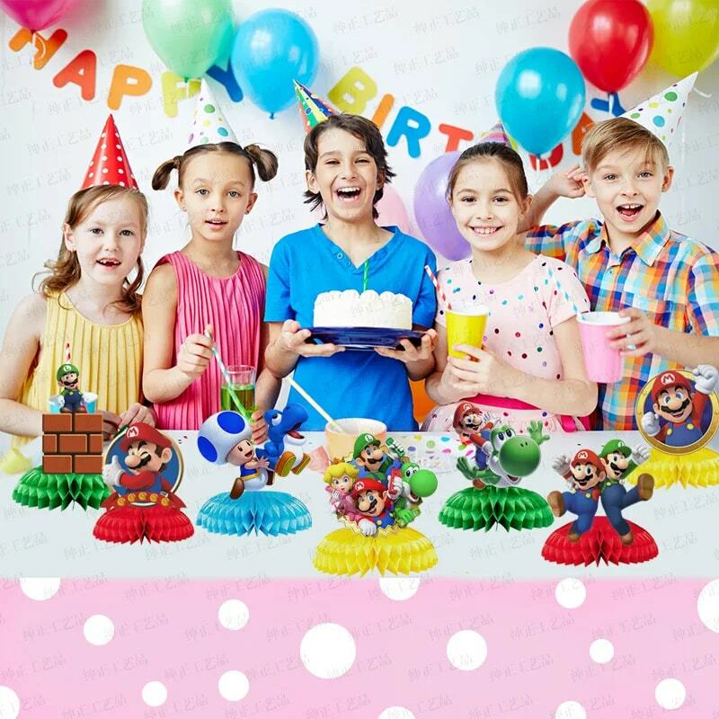 Super Mario Bros Birthday Party Balloon Decoration Set Kids Birthday Party Supplies Banners Flag Pulling Cake Flag Planting Gift