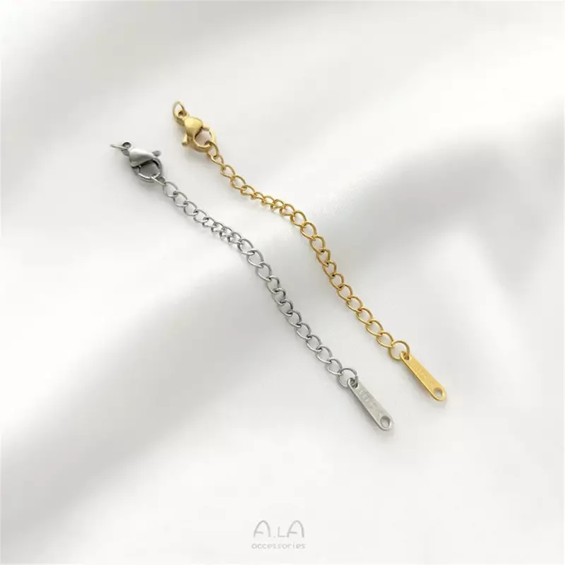 Łańcuszek do przedłużania ze stali tytanowej złoty platynowy homar klamra łańcuszek ręcznie robiony naszyjnik akcesoria łańcuszki do biżuterii przedłużania