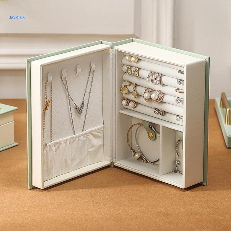 Kotak Penyimpanan Perhiasan Buku Kelas Atas Kotak Anting Liontin Cincin Kotak PU Gaya Eropa