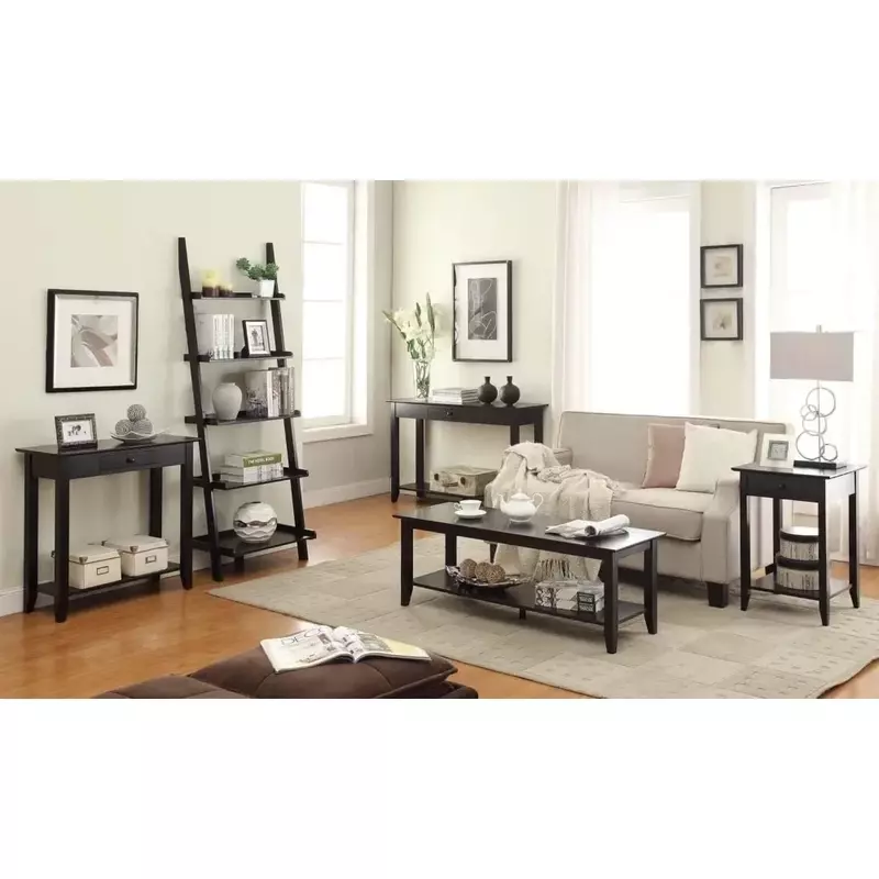 Mesa de centro American Heritage con estante, mesas de café con almacenamiento para sala de estar, color negro