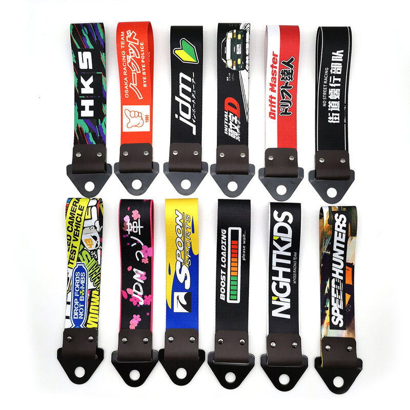 JDM Racing Culture-correa de remolque colgante para coche, cinta de cuerda de remolque, parachoques, correa de remolque para NOS HKS Initial D, accesorios