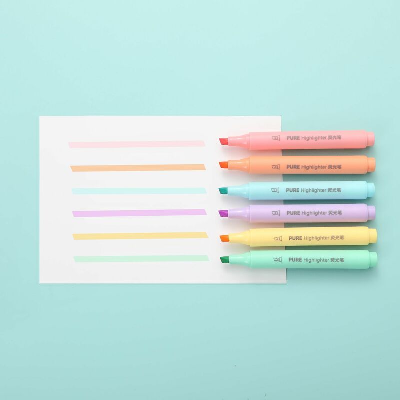 قلم تحديد ملون بألوان الباستيل ، أقلام ماركر ، قلم فلوري ، أقلام رسم ، قرطاسية لطيفة ، لوازم مدرسية ، 6 قطعة لكل مجموعة