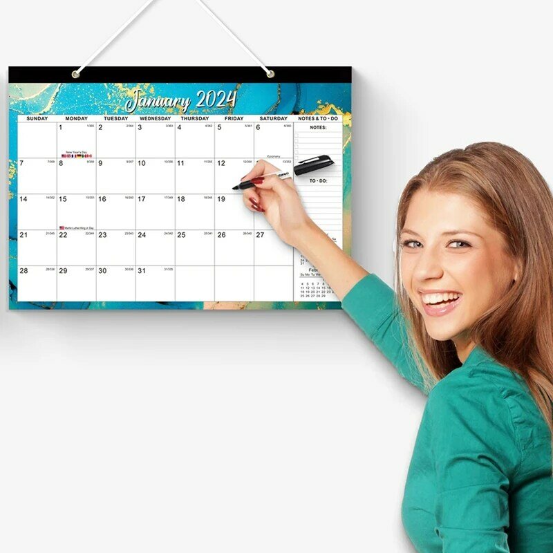 2024 Calendar Doodle Hanging Wall Calendar Desk Calendar 16.9X12 Inches Easy Install Easy To Use
