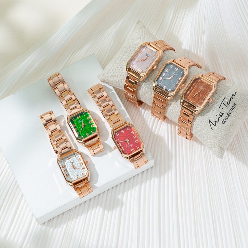 Relojes de acero inoxidable de lujo para Mujer, pulsera de cuarzo verde, regalo