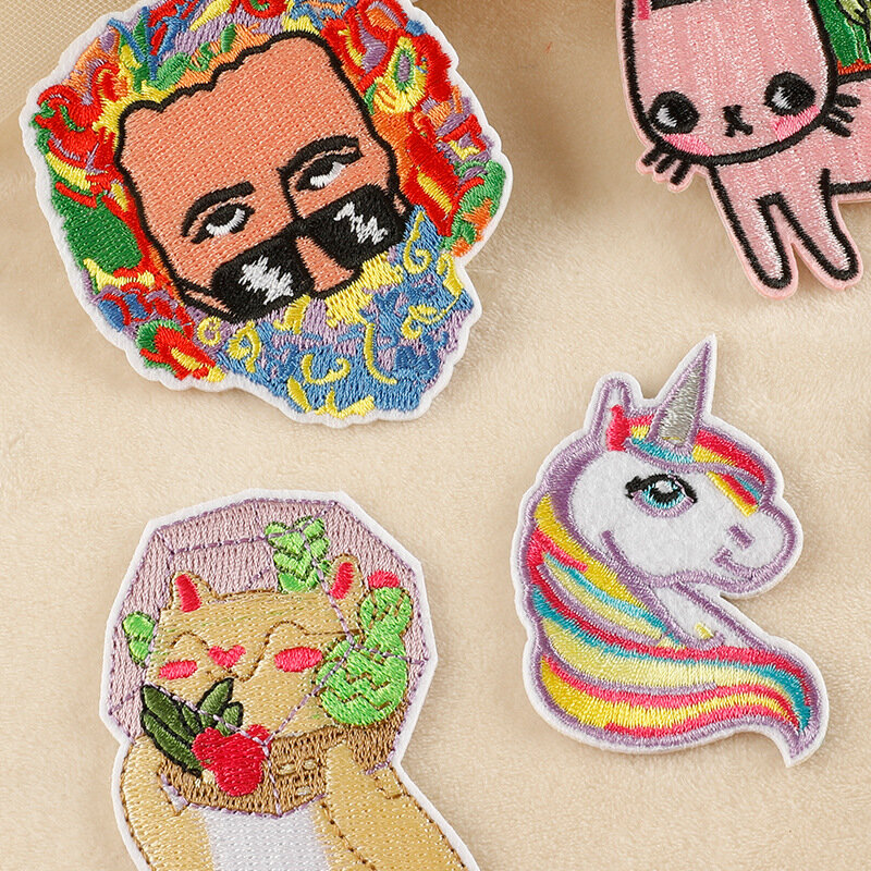 2024 New Cartoon Animal Unicorn Embroider Badge Sew Sticker Adhesive DIY Patch Fabric Heat Label for Cloth Jeans Skirt Jacket