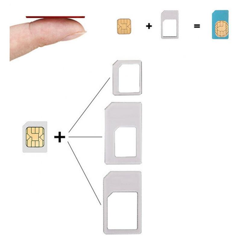 Adaptador SIM do telefone móvel universal, Conversor de cartão SIM, Acessórios Micro ou cartão padrão, 4pcs por conjunto