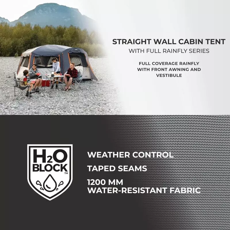 CORE grande tenda Multi-stanza per la famiglia con pioggia completa per il tempo e lo stoccaggio per accessori da campeggio |