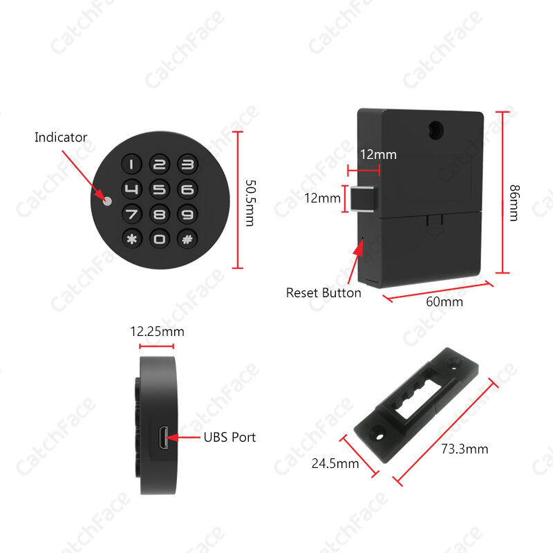 Kunci Kabinet USB Buka Kunci dengan Kata Sandi Elektronik Tanpa Kunci Pengunci Laci Furnitur Kastil
