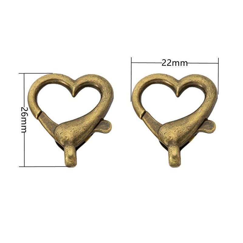 10Pcs 22x26mm Heart Lobster Clasp Hook For DIY Keychain Connectors Bag Clips Hook Dog Chain Buckles Jewelry Making Accessories