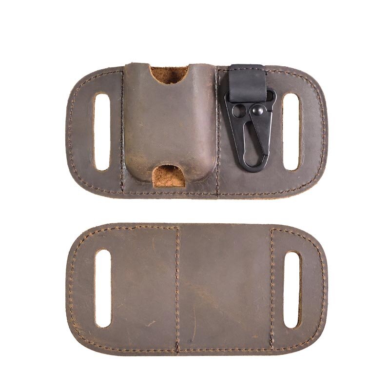 RIYAO Luxury Genuine Leather TWS Earphones Sheath For Apple Airpods Waist Belt Holder Wireless Earphone Case with Key Chain Hook
