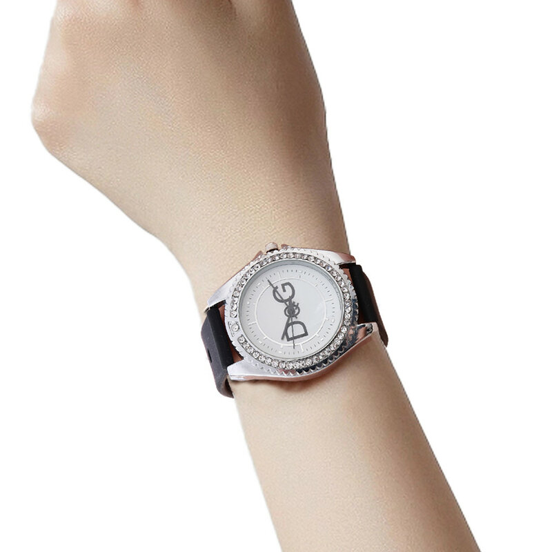 Strass feminino Inlay Dial Relógio de quartzo, pulseira de couro, relógio, presente, moda, esporte, 20232024
